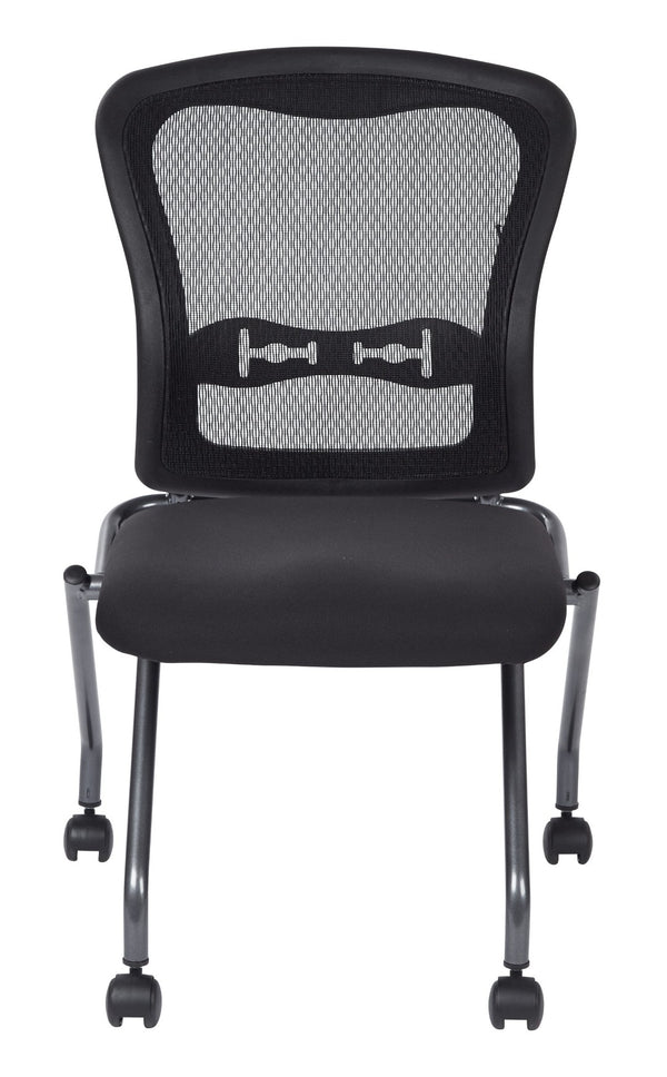OSP Home Furnishings Soft-flex Pro-line Ii Folding Chair with Progrid Mesh Back and Lumbar Support Coal 84220-30