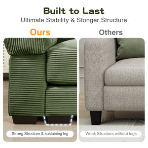 English Elm 130" Oversized Cloud L-Shape Sectional Couch - Soft Corduroy, Ergonomic Design & Modular Ottoman Included W714S01333