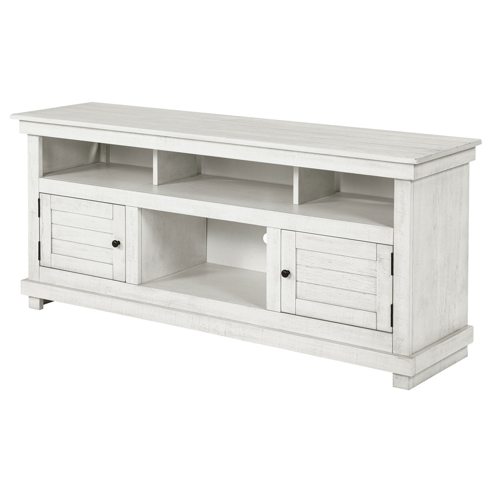 English Elm Castleton Rustic Distressed White 60" TV Stand - Modern Farmhouse Media Console with Shelves & Cupboards B062P375514
