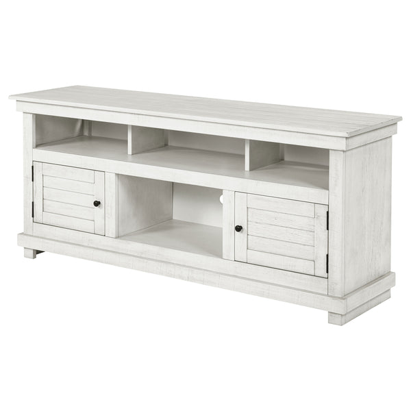 English Elm Castleton Rustic Distressed White 60" TV Stand - Modern Farmhouse Media Console with Shelves & Cupboards B062P375514