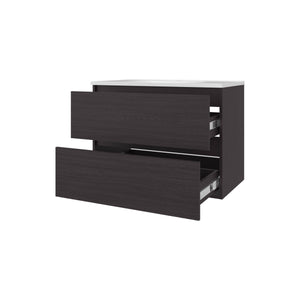 English Elm Smoot Wenge Floating Vanity with Sink and Two Soft-Close Drawers, Scratch-Resistant Modern Wall-Mount B128P314804
