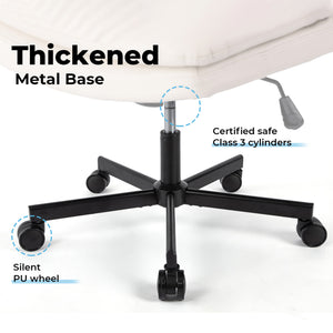 English Elm UPGRADE! Beige Leather 360° Swivel Office Chair with 6.3" Memory Foam Cushion, Tilt, Wheels, XL W1403P155225