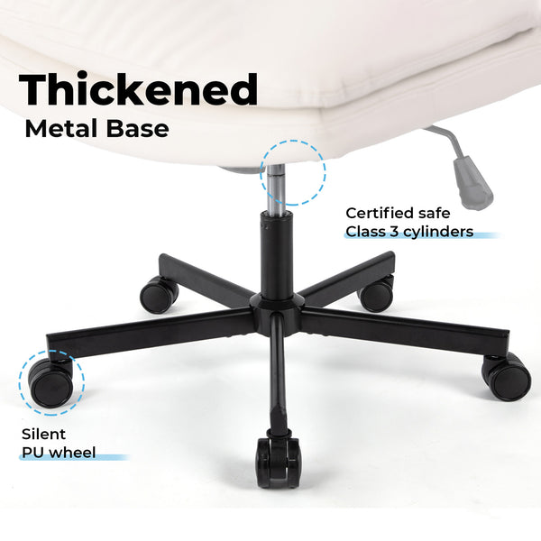 English Elm UPGRADE! Beige Leather 360° Swivel Office Chair with 6.3" Memory Foam Cushion, Tilt, Wheels, XL W1403P155225