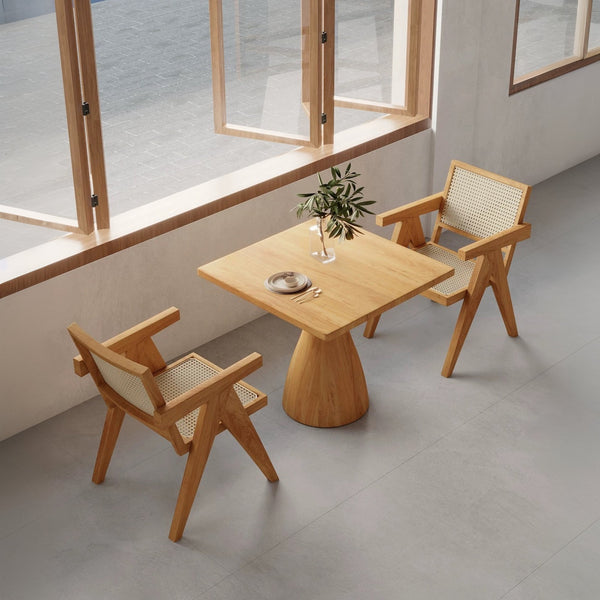 English Elm Modern Rattan Back Dining Chairs Set of 2 Solid Wood Frame Mid-century Seating W3101P414156
