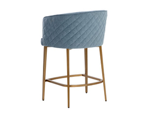 Sunpan Cornella Counter Stool - Elegant Modern Design with Antique Brass Frame and Chic Diamond Stitching Danny Iceberg