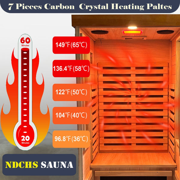 English Elm Home Infrared Sauna with Chromotherapy Carbon Fiber Panels Okoume Wood Spa Cabinet W3973S00009