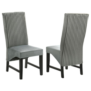 English Elm Dempsey Corduroy and Velvet Upholstered Dining Chairs with Tall Back Set of 2 Grey B062P440300
