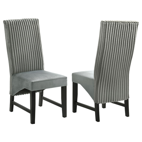 English Elm Dempsey Corduroy and Velvet Upholstered Dining Chairs with Tall Back Set of 2 Grey B062P440300