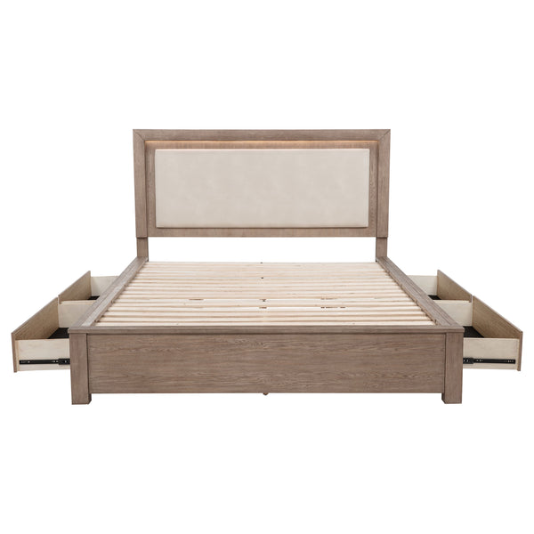 English Elm Gibbons California King Storage Bed with Led Headboard and Four Underbed Drawers B062S01829