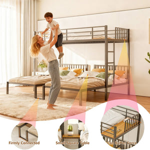 English Elm Triple Triple Bunk Bed for Kids - Metal 3-Twin Convertible Set, Detachable, Durable, Space-Saving Design W3752S00001