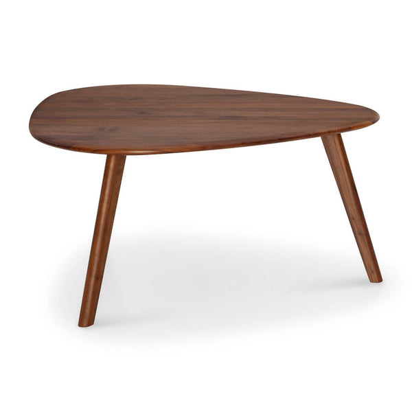 English Elm Triangular Solid Walnut Nesting Tables Two Piece Set for Modern Living Rooms B353S00015