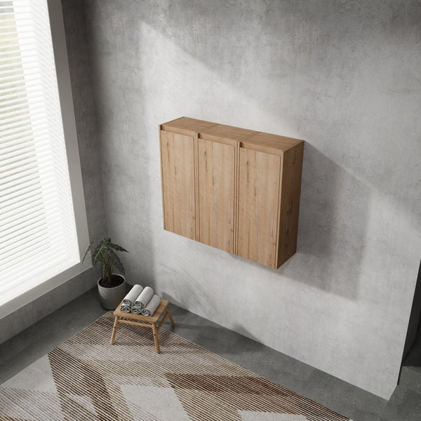 English Elm 36" Bathroom Side Cabinet Wall-Mounted With 3 Soft-Close Doors, Reversible Hinges, Scratch-Resist Finish W999S00220