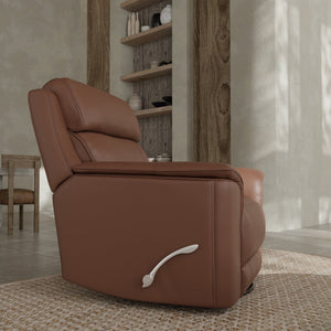 English Elm Oslo Manual Glider Recliner with Genuine Leather, 360° Swivel, High-Density Foam & Hardwood Frame Pecan B339P411562