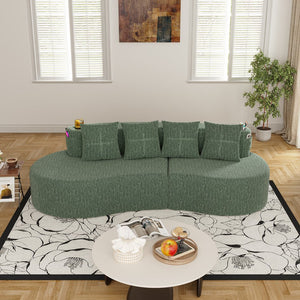 English Elm Modern Half Moon Chenille Sectional Three Seat Curved Sofa for Living Room or Apartment Green W395P435345