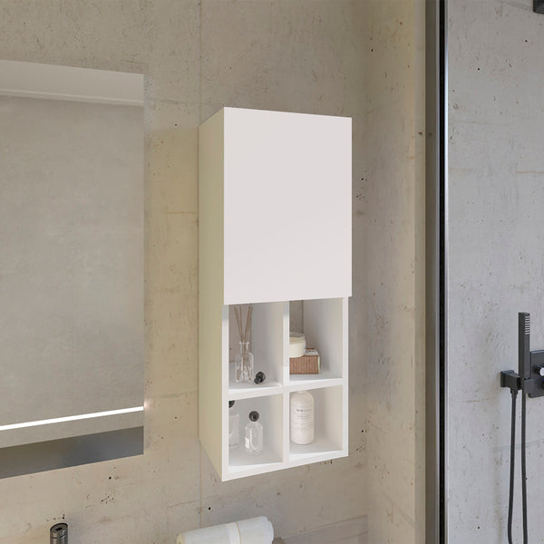 English Elm Malden Wall Cabinet White — 6 Open Compartments, Engineered Wood, Slim Wall-Mounted Storage for Bathroom decor and toiletries durable modern design B092P315577