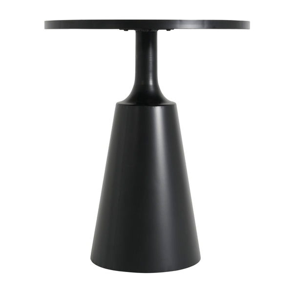 English Elm Modern Round Accent Table Marble Laminate Top Matte Black Iron Base Living Room N770P412286B