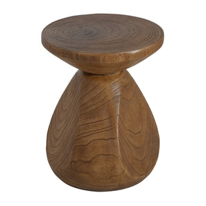 English Elm Patti Outdoor Mgo Side Table Sculptural Waterdrop Base with Wood Grain Texture N775P372422W