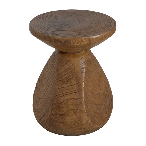 English Elm Patti Outdoor Mgo Side Table Sculptural Waterdrop Base with Wood Grain Texture N775P372422W