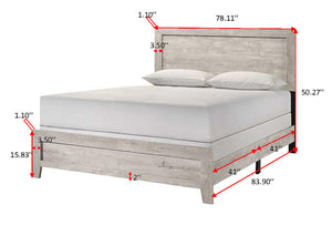 English Elm Whitewashed King Panel Bed Tall Headboard Solid Wood Frame Coastal Bedroom B011P444132