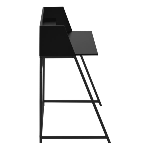 English Elm Computer Desk - Modern Black Laminate & Metal Workstation With Hutch For Home Office & Small Spaces B2710P219833