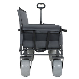 English Elm 3-in-1 Folding Utility Wagon Converts to Bench Seat with All-terrain Balloon Tires Gray W2932P312720