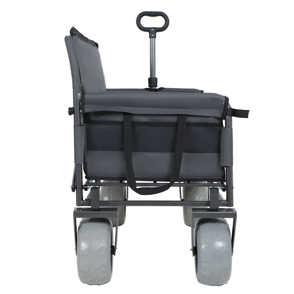 English Elm 3-in-1 Folding Utility Wagon Converts to Bench Seat with All-terrain Balloon Tires Gray W2932P312720