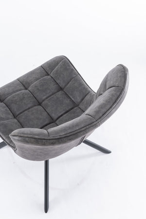 English Elm Mid-Century Modern Swivel Dining Chair Set Of 2 - Adjustable Height, Tufted Faux Leather Accent Chairs T3903P405995