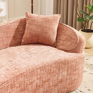 English Elm Pink Curved Two-Person Chenille Sofa with Armrests & 2 Pillows — Compact, Spring-Foam Support W3612P350755