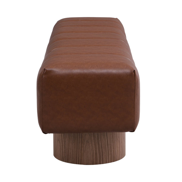 English Elm Christopher Knight Home® - Upholstered Multi-Purpose Dining Bench 64" No-Assembly Entryway Seat 300lb Capacity Modern PU Upholstery Brown N779P253550B