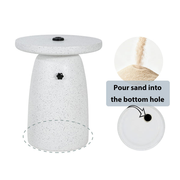 English Elm Tess Mgo Marble Finish Outdoor Umbrella Base and Patio Side Table Weatherproof N775P362748W