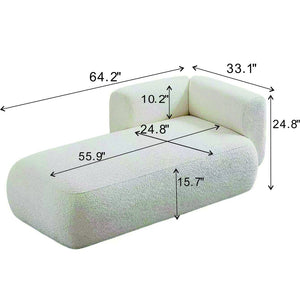 English Elm Upholstered Boucle Chaise Lounge with Wood Legs for Bedroom or Living Room W5515P437365