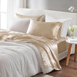 English Elm Satin Luxury Sheet Set King - Silky Smooth, Wrinkle-Resistant Bedding For Ultimate Comfort & Style B035P294205-GIGA
