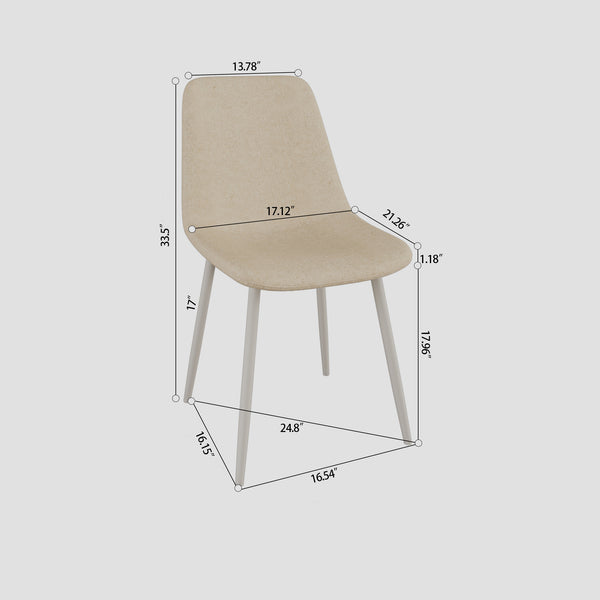 English Elm A modern linen padded dining chair set of 4 with ergonomic high back, sturdy white metal legs, comfy seats Beige W2189P190473