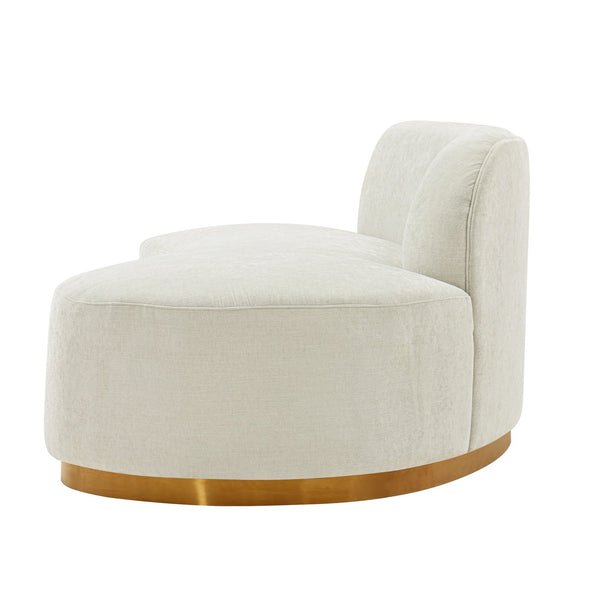 English Elm Daria 132" Chenille Sectional with Golden Mop Base — Luxurious High‑Density Foam, Pine Frame, 1100lb Capacity Ivory B365S00120