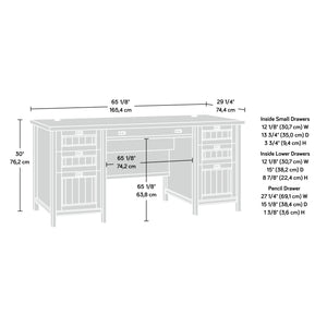 English Elm Executive Desk - Warm Brown Finish With Ample Storage, Cable Management & Durable Design For Home Office B356P402585