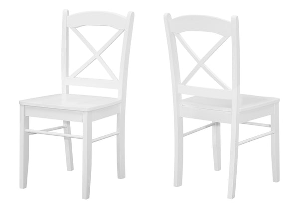 English Elm Dining Chair Set of 2 White Solid Wood Side Chairs with Cross-Back, Scooped Seat, Sturdy 250lb Capacity B2710P218873