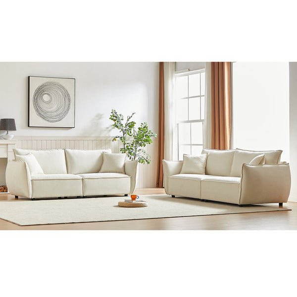 English Elm 3-Seater Combo Sofa With Sleeper Functionality, Chenille Upholstery & 4 Pillows For Modern Living Spaces W1193S00113