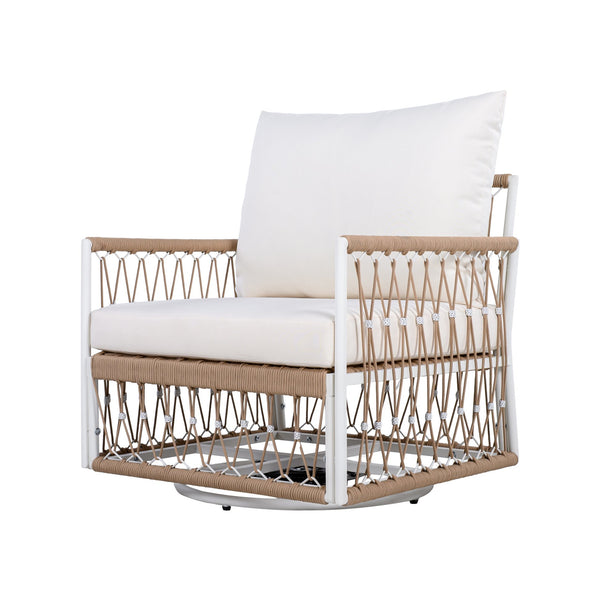 English Elm Christopher Knight Home® - [Set Of 2] 360° Swivel Bohemian Lounge Chairs - Handwoven Rope, Waterproof Cushions, Stylish Patio Comfort N767P306733B