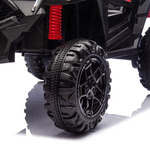English Elm 24v 400w Kids Electric Utv Ride on with Remote Bluetooth Led Suspension Cockpit Black W1578P284295