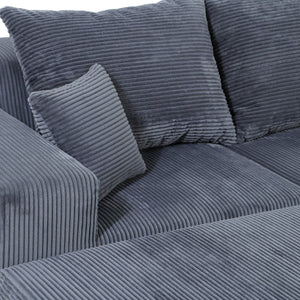 English Elm 6-Piece Modular U-Shaped Sectional Sofa with Chaise Convertible Corduroy Comfort and Secure Base Gray W3163S00039