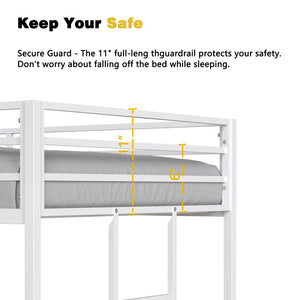 English Elm Same Full-Length Guardrail Metal Twin Bunk Bed Accessory White – Stable, Easy Assemble, Floor-Protecting End Caps B083P170878