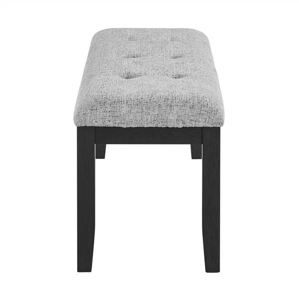 English Elm OCEANIC Light Grey Dining Bench – Solid Wood Frame, Upholstered Fabric Seat, Contemporary Block Legs B201P405656