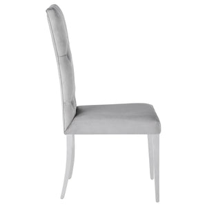 English Elm Allessandra Tufted Back Armless Dining Chair with Polished Chrome Legs — Modern Elegant Comfort, Durable Support Grey B062P333479