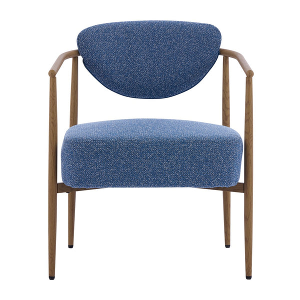 English Elm Beige Woven Fabric Dining Chair Set of Two with Wood Grain Iron Frame for Any Room W3149S00001