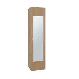 English Elm Jasmine Mirrored Wardrobe with Beige Finish and Four Shelf Storage for Small Spaces B092P474467