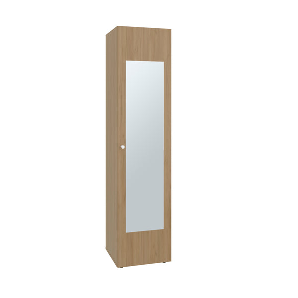 English Elm Jasmine Mirrored Wardrobe with Beige Finish and Four Shelf Storage for Small Spaces B092P474467