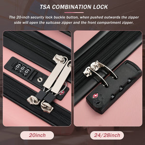English Elm Luggage 5 Piece Hardside Abs Set with Front Access Carry on and Tsa Spinner Wheels Light Pink N732P391557U