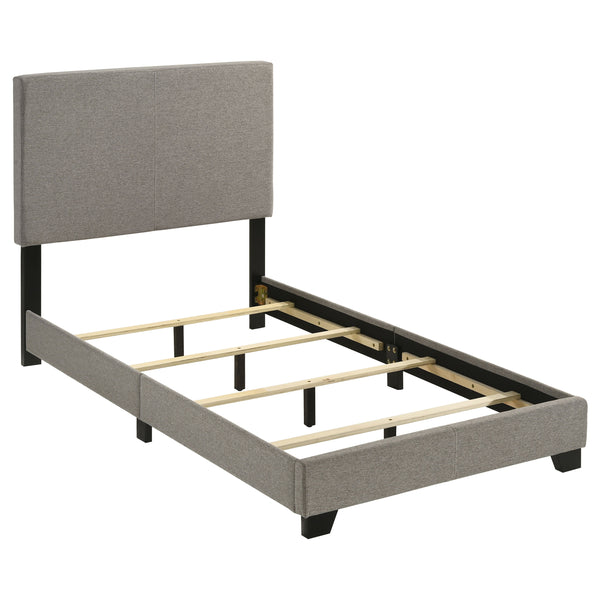 English Elm Efram Upholstered Twin Bed with Padded Headboard and Matte Black Wood Legs B062P441117