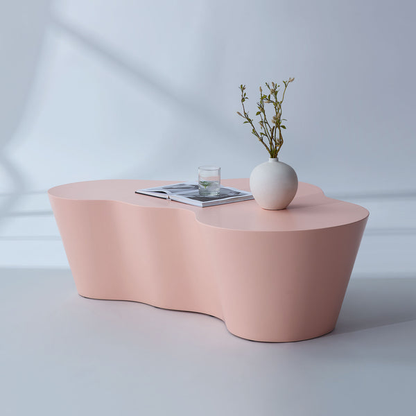 English Elm 50 Inch Sculptural Fiberglass Coffee Table Ready to Use Focal Point for Modern Living Rooms Pink W876P452392