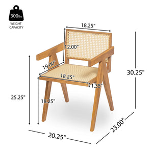 English Elm Christopher Knight Home® - Chandigarh Arm Dining Chair Set Of 2 - Elegant Natural Rattan With Sturdy Rubberwood Frame N768P241395N